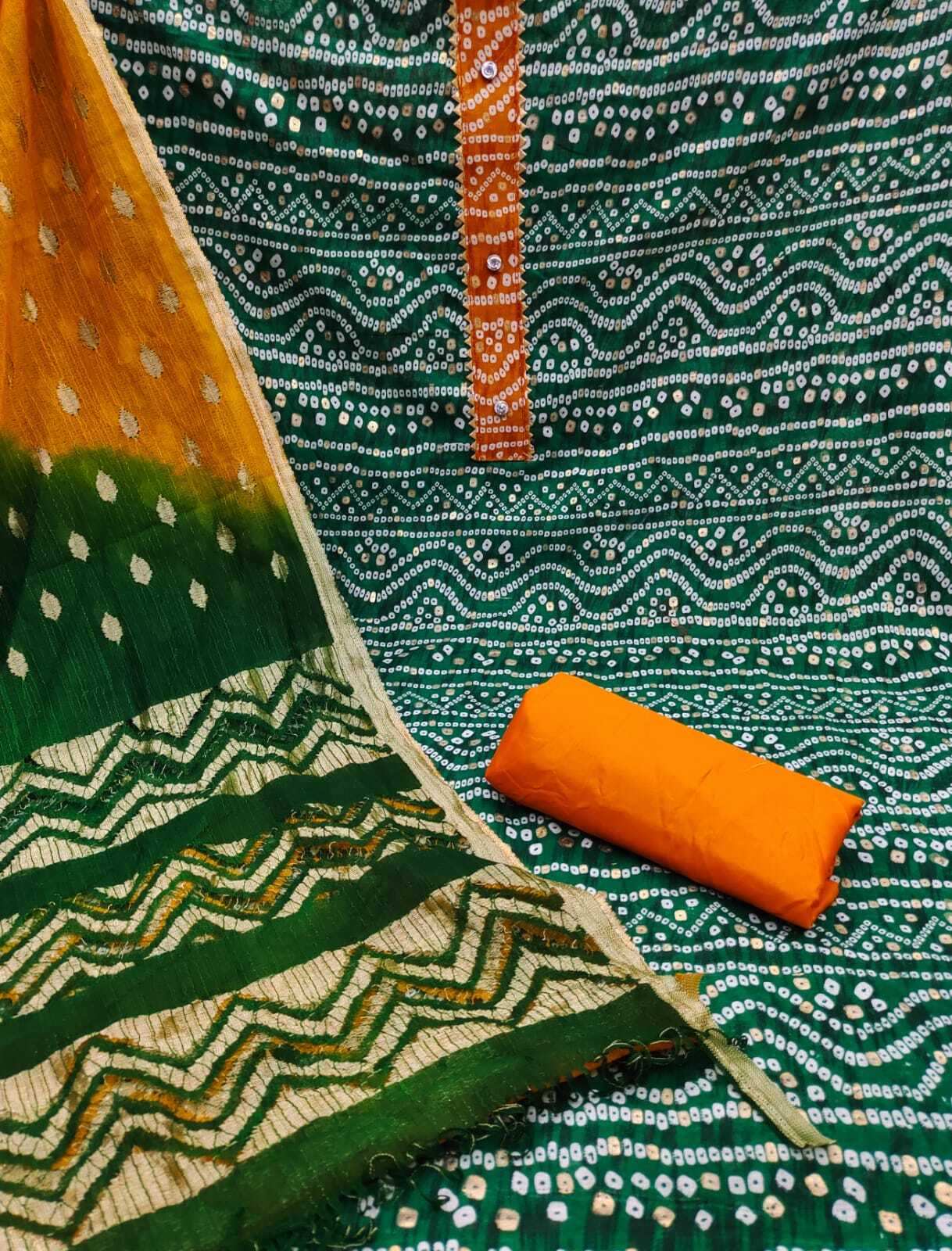 Harsha Green Heavy Cotton Dress Material