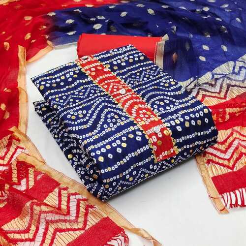 Harsha Blue Heavy Cotton Dress Material