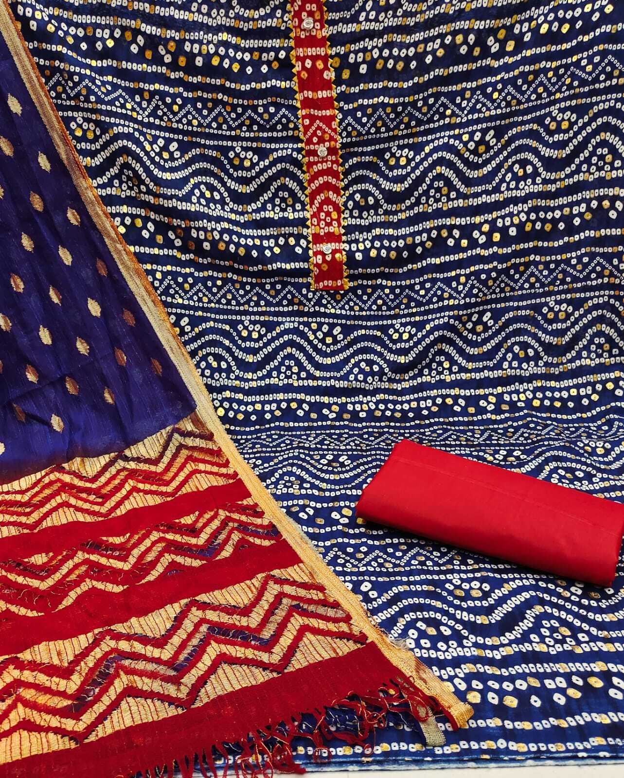 Harsha Blue Heavy Cotton Dress Material