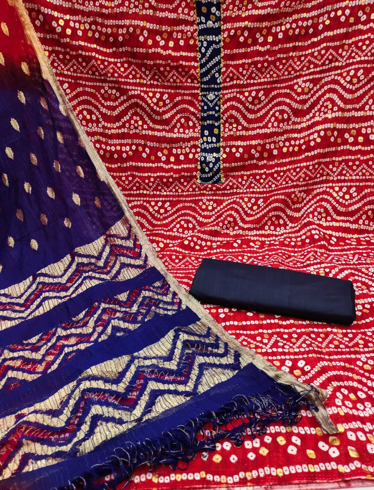 Harsha Red Heavy Cotton Dress Material