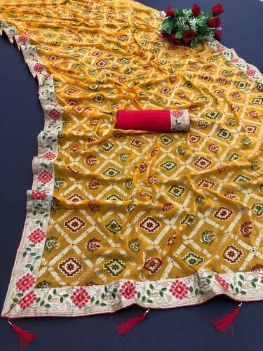 Payal Mustard Georgette Bandhni Saree