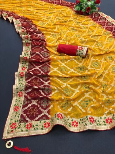 Payal Yellow Georgette Bandhni Saree