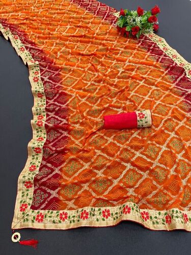 Payal Orange Georgette Bandhni Saree