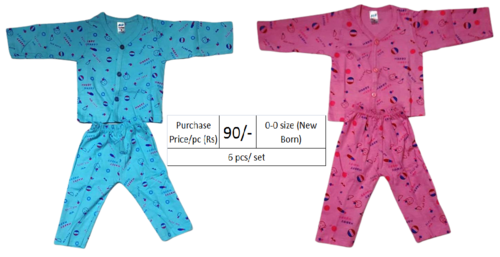 Kids Winter-13 - Other Material Sizes S M L XL | Pink & Blue Unisex Full Sleeves Dress with Washable Printed Cloth Decoration