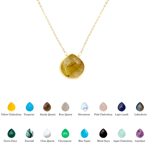 12 Heart Shape Gold Vermeil 925 Silver Bezel Pendant Necklace