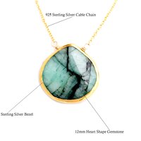 12 Heart Shape Gold Vermeil 925 Silver Bezel Pendant Necklace