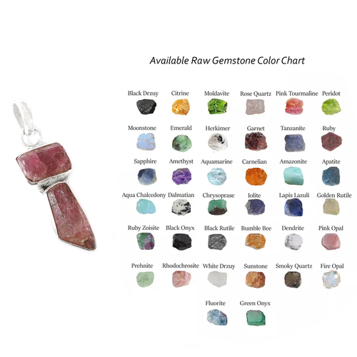 925 Sterling Silver Raw Gemstones Bezel Setting Pendant