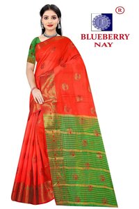 Blue Berry Cotton Saree - Color: 8 Color