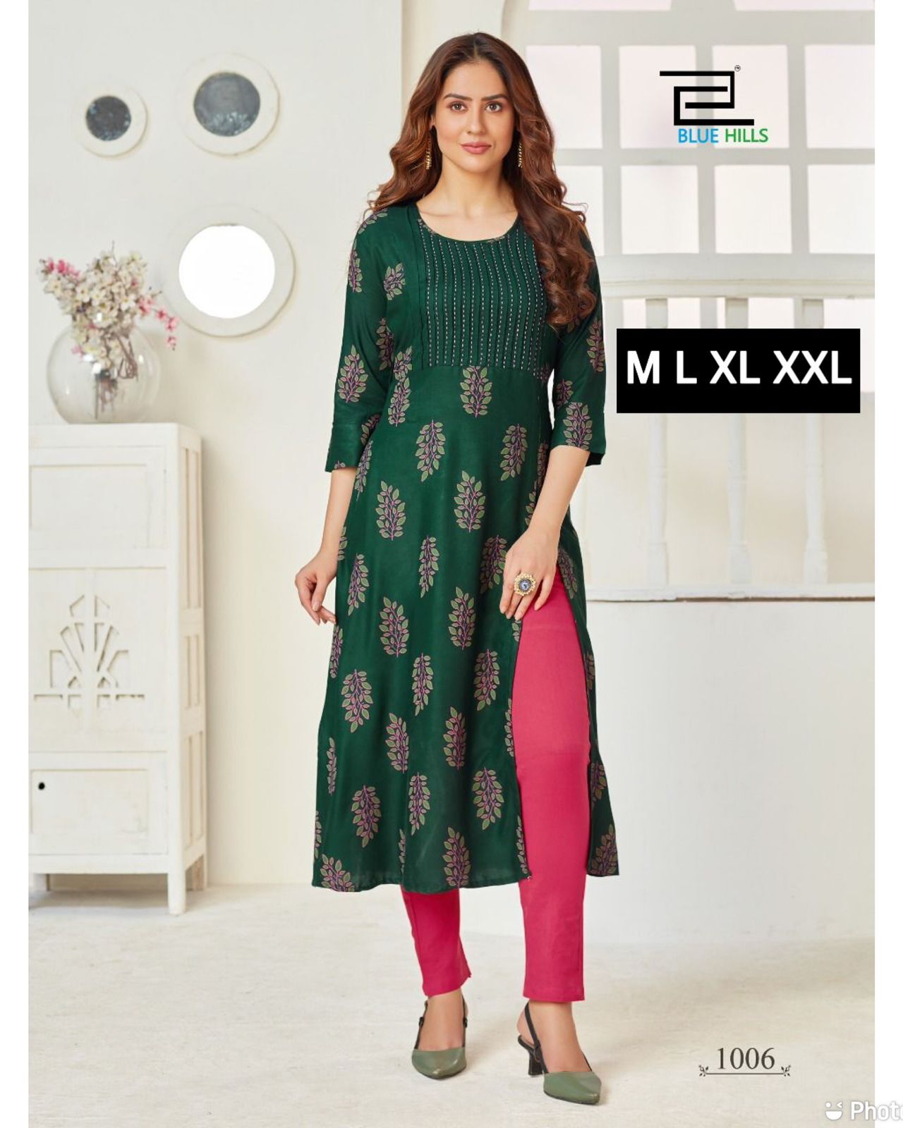 Women Front Slit Long Gown With Pintex Work and Thread work Kurtis...