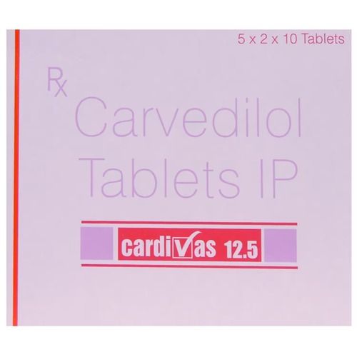 Carvedilol Tablets - 12.5mg , Effective Treatment for Hypertension, Angina, and Heart Failure, Tableted Form for Easy Consumption, Store in Cold & Dry Place