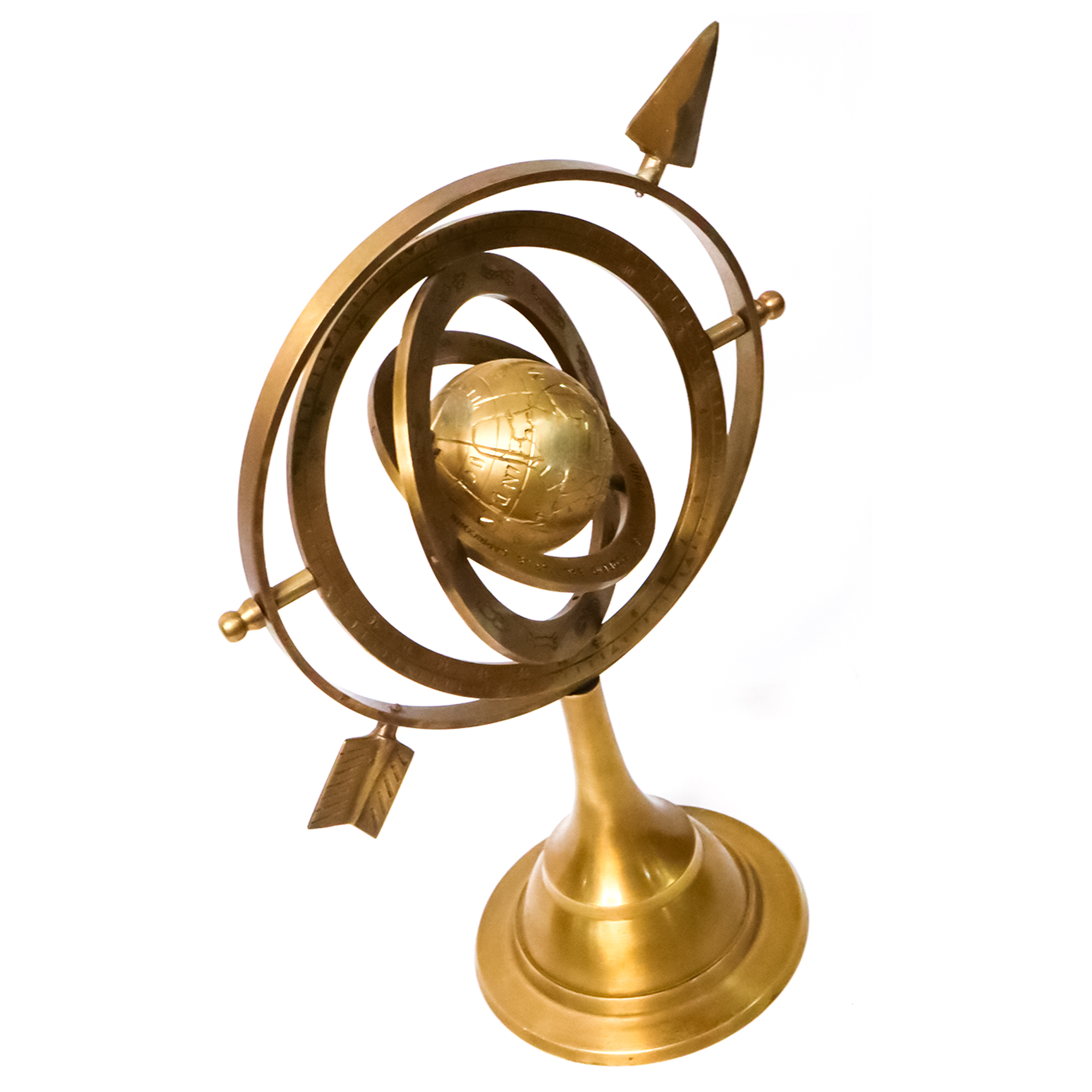 Vintage Antique Brass Armillary Sphere World Globe with arrow nautical Brass Armillary with Stand