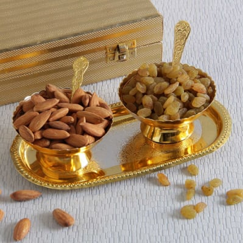 Metal Gifting Jar Dry Fruit Box Lid Golden
