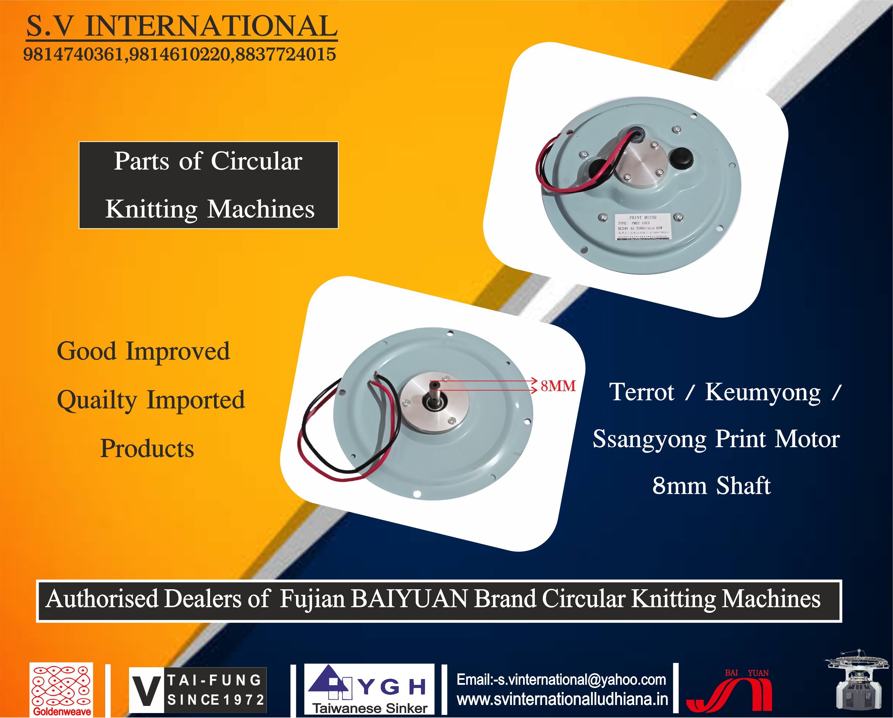 Terrot / Keumyong / Ssangyong Print Motor 8MM Shaft
