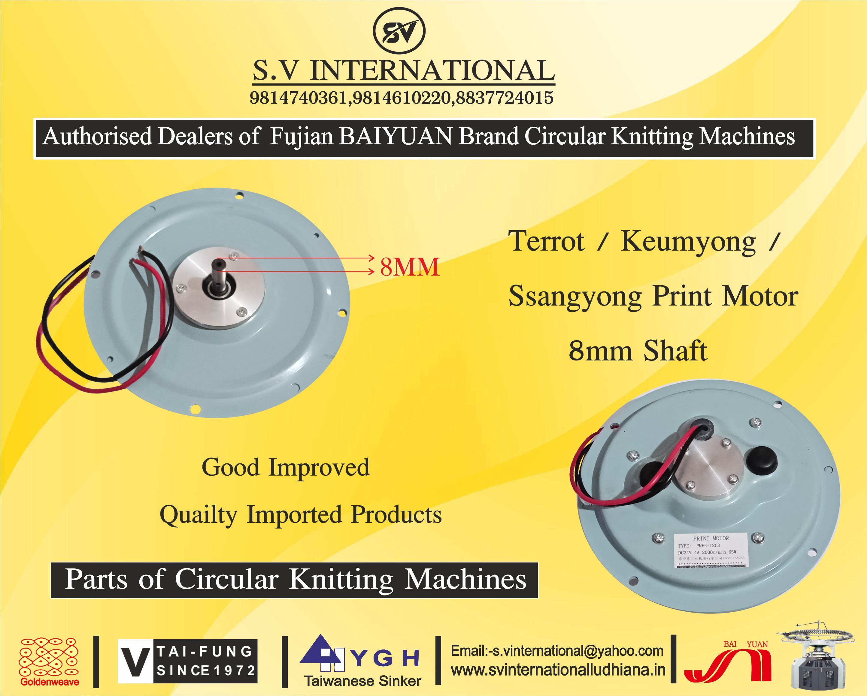 Terrot / Keumyong / Ssangyong Print Motor 8MM Shaft