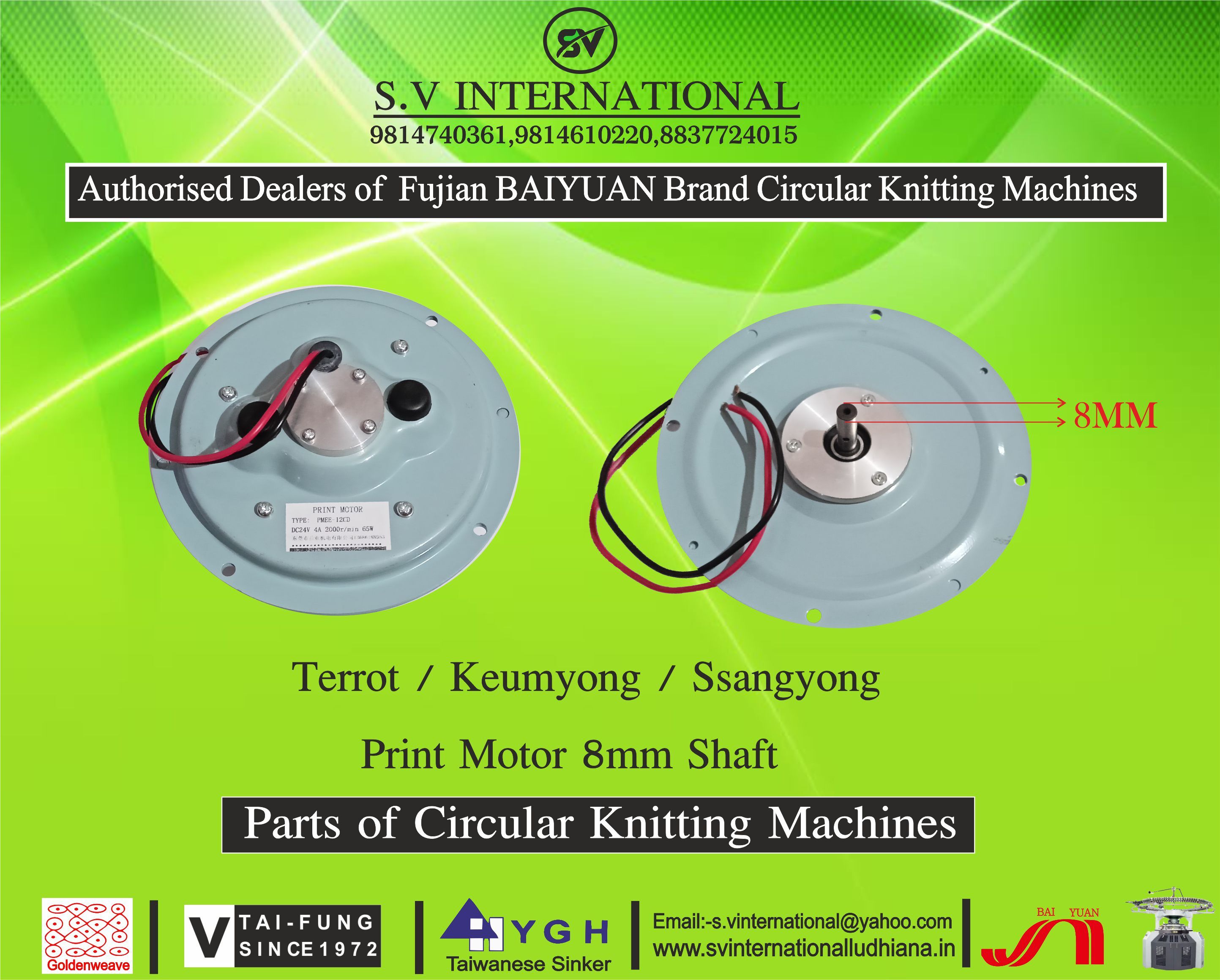 Terrot / Keumyong / Ssangyong Print Motor 8MM Shaft