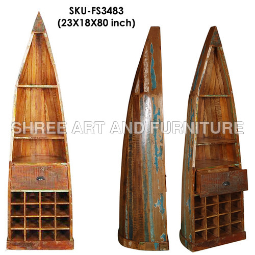 Recycling Wood Boat Shelf with  Rack