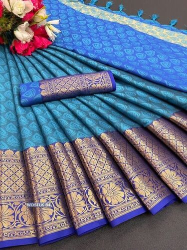 Divya Blue Cotton Silk Saree