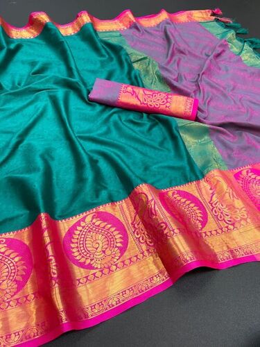 Twinkal Green Cotton Silk Saree