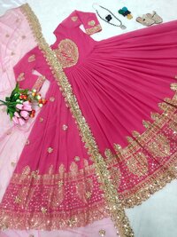 Women Designer Party Wear Look Heavy Embroidery Sequence Work Gown... Gown...
