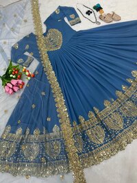 Women Designer Party Wear Look Heavy Embroidery Sequence Work Gown... Gown...