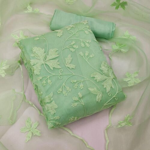 Avani Green Organza Dress Material