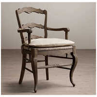 Solid Wood Arm Chair - 37x24x23 Inches, Brown Color | Eco-friendly, Fixed Armrest, Indoor Living Room Furniture