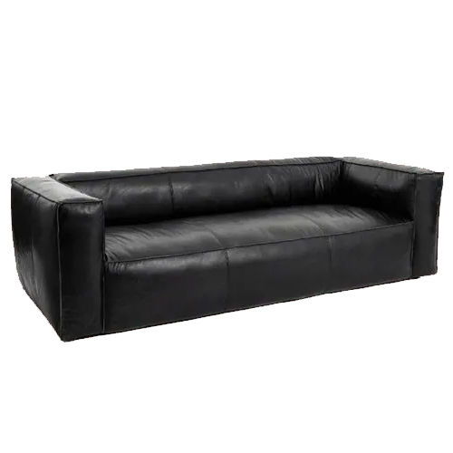 Black 3 Seater Leather Sofa