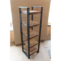 Brown Wooden Iron Wall Shelf
