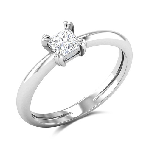 Princess Shape  Solitaire Diamond Ring In Natural Diamond 14 K White Gold  0.50 ct