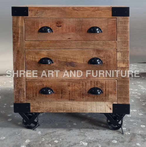 Mango Wood With Iron Caster Wheels Chest Drawers With 6 Drawers - Feature: Eco-Friendly