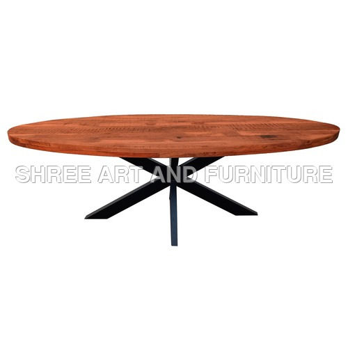 Industrial Furniture Tables Spider X Leg Wooden Oval Top Table - Feature: Easy To Clean