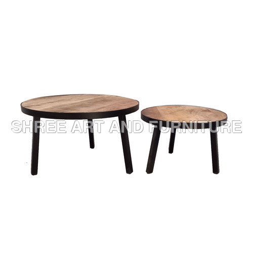 Iron Frame Mango Wood Top 3 Leg Industrial Set Of 2 - Feature: Moisture Proof