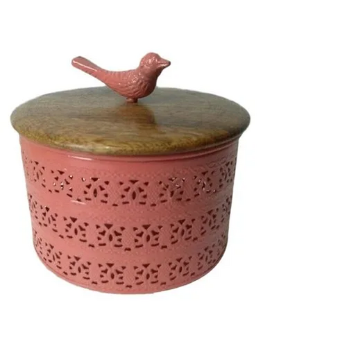 Metal Gifting Jar Dry Fruit Box Lid Wooden