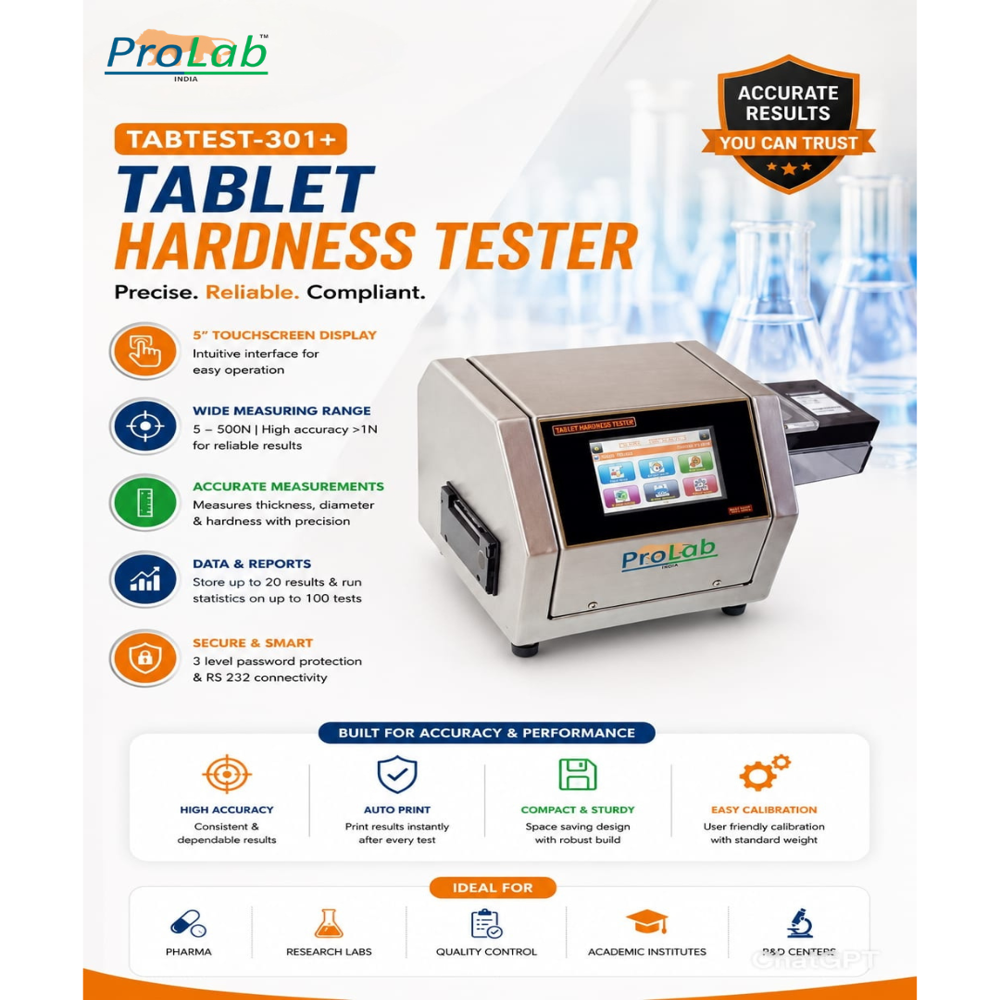 Tabtest 301 Digital Tablet Hardness Tester - Application: Laboratory