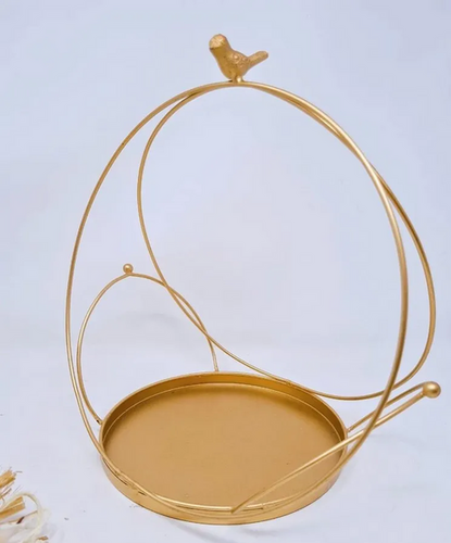 Powder Coating Gold Metal Round Bird Hamper Basket For Home