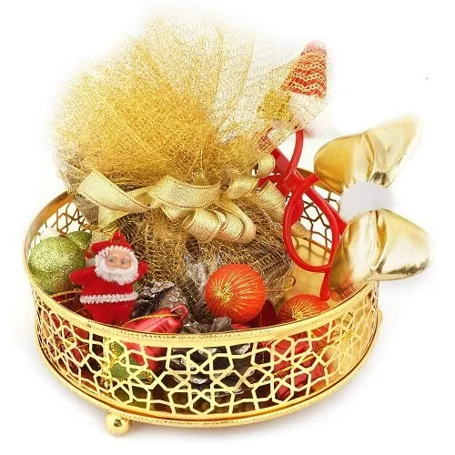 Round Gold Metal Basket For Home