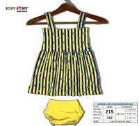 baby top pant-2 - Cotton Material, Sizes S-L, Color Yellow | Sleeveless Style, Printed Pattern, Summer Wear for Girls (1-4 Years)