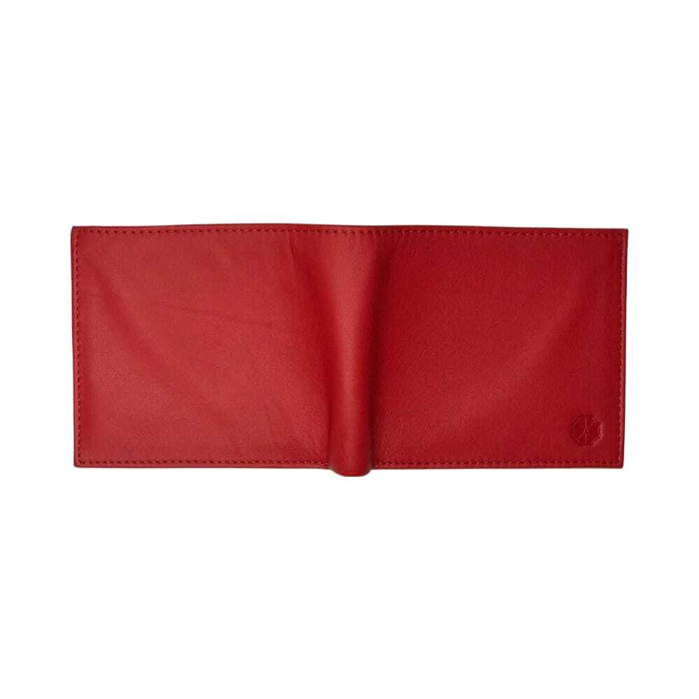 Mens Red Leather Wallet With 8 Card Slots