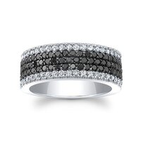 Eternity bands In Black And Lab Grown Diamonds 14K White Gold 2 CT