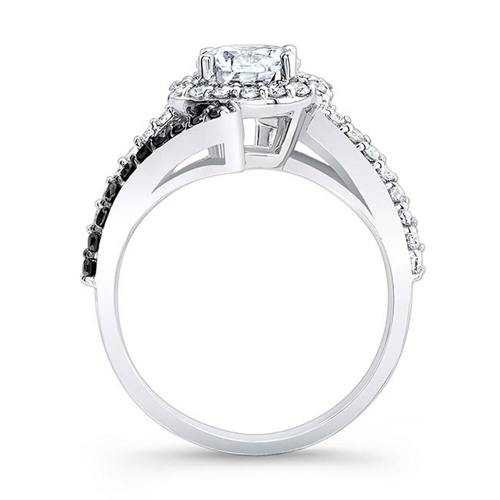 Halo Diamond Engagement Ring In Black And Lab Grown Diamond 2 CT