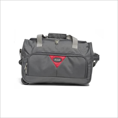 Cotton Fabric Grey Duffel Trolley Bag