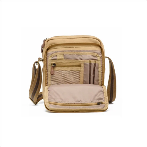 Light Brown Cotton Canvas Sling Bag