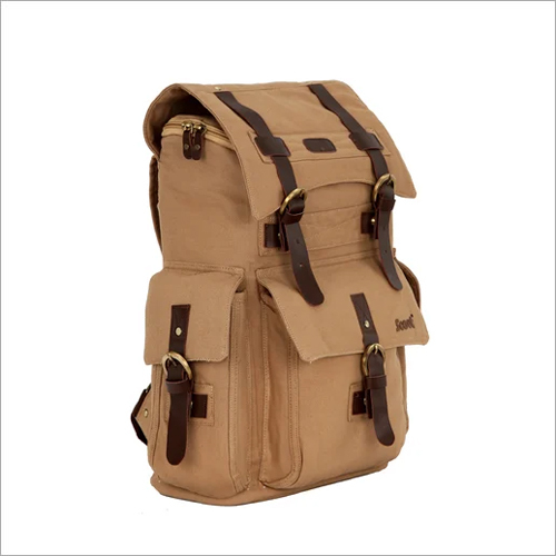 4 Compartment Canvas Bag - Light Brown, Zipper Top Closure | Spacious Design with Side Pockets for Daily Travel Essentials