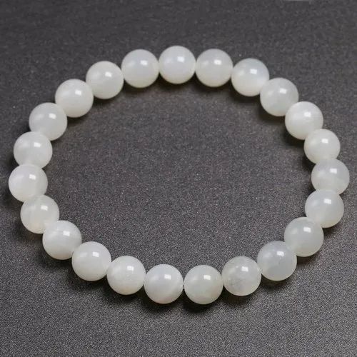 Rainbow Moonstone Gemstone Bracelet - Color: White