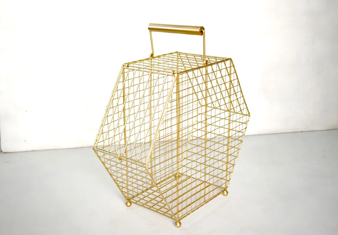 Cage Metal Wire Hamper Basket 15x15x6 inches  with handle