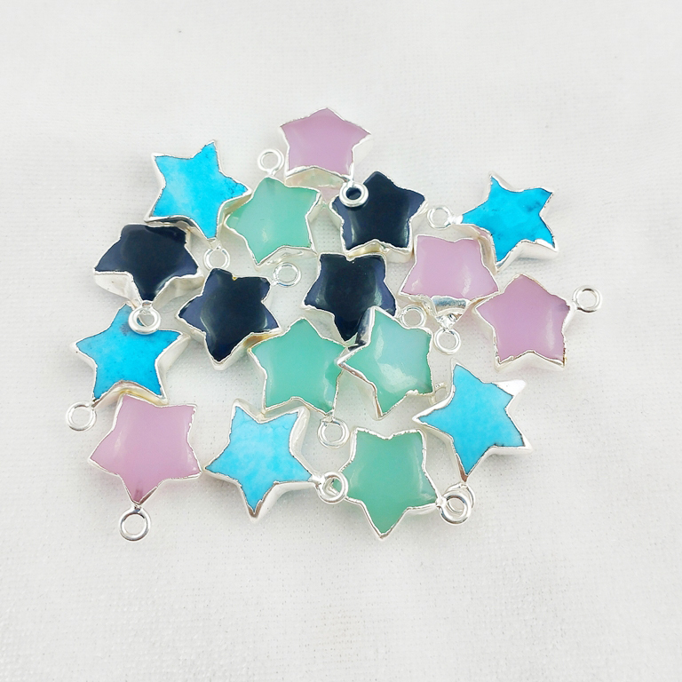 Star Shape Gemstone Size 10mm Silver Electroplated Pendant
