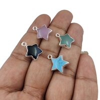 Star Shape Gemstone Size 10mm Silver Electroplated Pendant