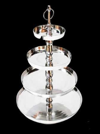 Silver Aluminium Four Tier Cake Stand