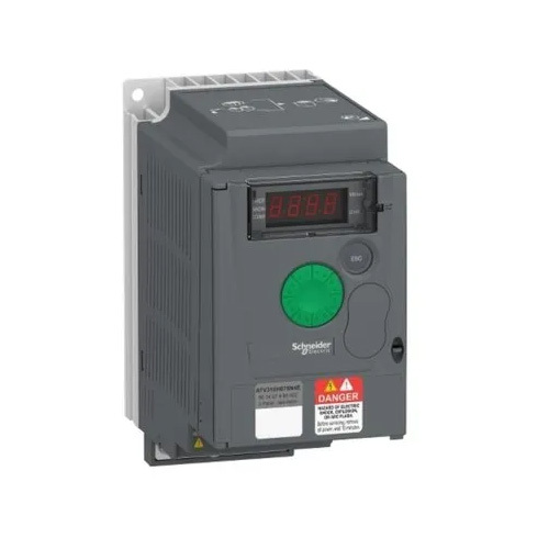 Schneider Atv310h075n4e Vfd - 0.75 Kw, 2.5 Kva Apparent Power, 2.3 A Output Current, Modbus Protocol | Industrial Application, Grey Color, 1-year Warranty