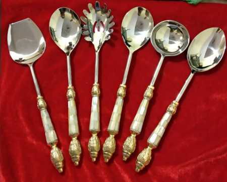 STEEL CUTLERY SET WITH MOTHER OF PEARL HANDLE